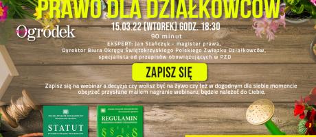 Prawo dla działkowców – darmowy 90-minutowy webinar 15 marca, 18:30 - 14.03.2022